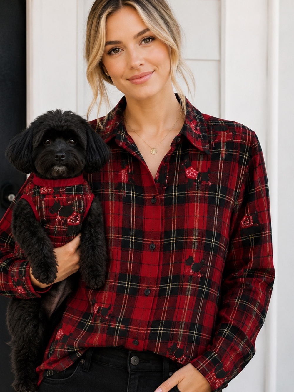 Ralph Lauren Red and Black Plaid Dog Harness